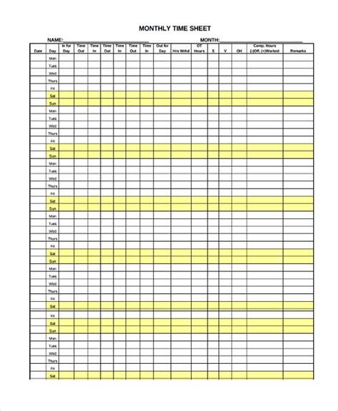sample time sheet templates   ms word excel