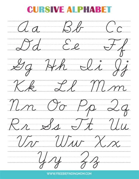 printable cursive alphabet chart  upper  lowercase letters
