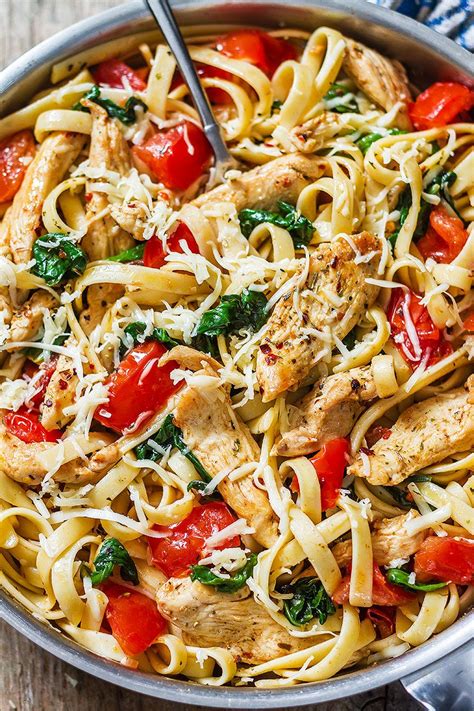 chicken pasta recipe  tomato  spinach eatwell
