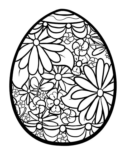 easter egg  flowers easter adult coloring pages