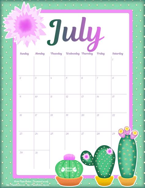 july calendar template