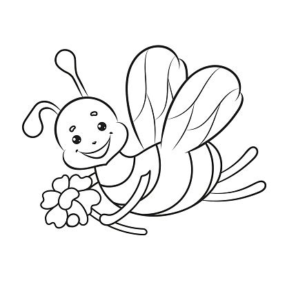 coloring page  kids   bee vector illustration stock