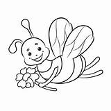 Bee Coloring Kids Vector Illustration sketch template