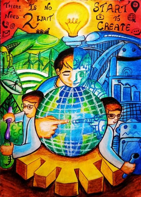 painting  people   world holding   globe  pointing