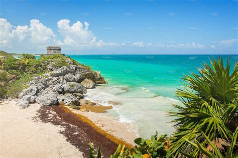 paradise beach  tulum mexico high quality holiday stock