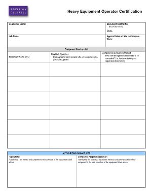heavy equipment operator card template form fill   sign