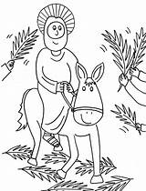 Coloring Palm Jesus Sunday Donkey Pages Cartoon Jerusalem Riding Drawing Printable Rode Into Color Kids Getdrawings sketch template