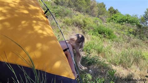 The Tourist Heard Loud Moaning And Caught Couple Fucking In The Tent