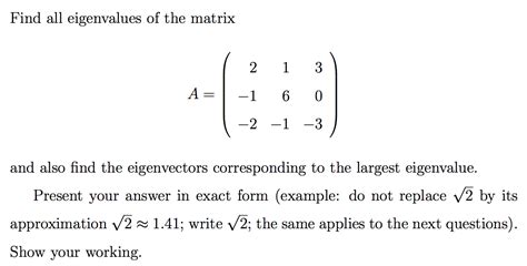 solved find  eigenvalues   matrix   find  cheggcom