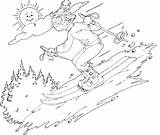 Skiing Coloring Downhill Boy sketch template