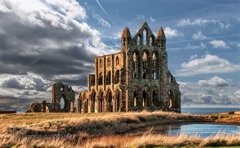 whitby abbey  ruined benedictine abbey overlooking  north sea  england