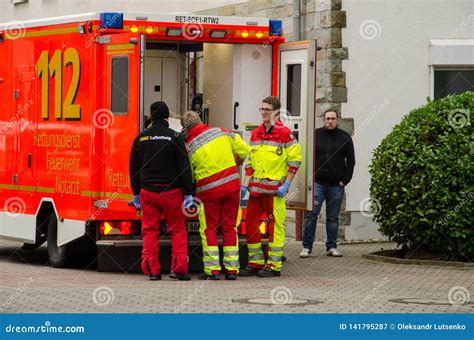 soest germany december   medical brigade  ambulance service car