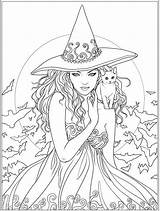 Erwachsene Malvorlagen Halloween Hexen Witches Hexe Ausmalbilder Princess Coloriage Drus Coloriages Redwork Vorlagen Bingapis sketch template