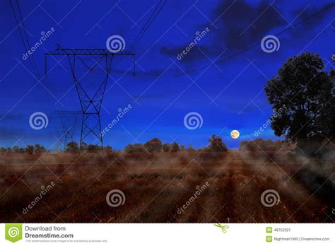 power lines  night stock image image  energy blue