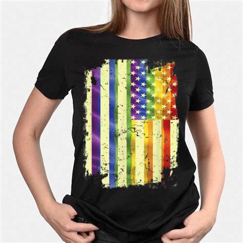 Vintage Rainbow American Flag Lgbt Gay Month Pride Lesbian