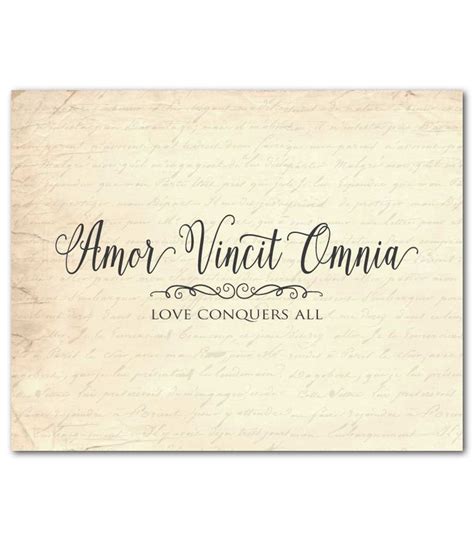 amor vincit omnia love conquers all quote latin inspirational print anniversary wedding