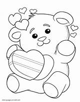 Coloring Valentine Pages Bear Teddy Printable Valentines Holidays Sheet sketch template