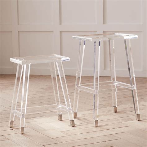 Square Acrylic Stool Acrylic Modern Glamour Style Lucite Stool