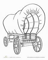 Wagon Covered Color Pioneer Westward Expansion Education Western Worksheet Worksheets Coloring Kids Draw Pages Pioneers Printable Drawing Colouring Crafts West sketch template