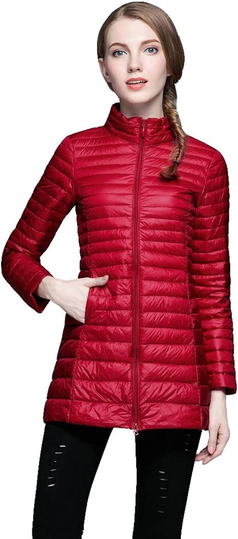 womens ultra lightweight long  jacket puffer coat amazoncouk clothing