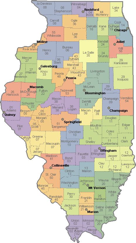 Illinois Zip Code Map By County