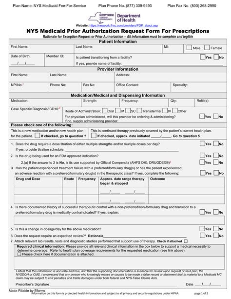 Free New York Medicaid Prior Authorization Form Pdf – Eforms