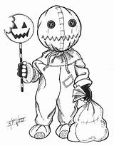 Coloring Halloween Pages Drawings Scary Horror Drawing Sam Adult Trick Treat Creepy Monster Cartoon Tattoo Printable Character Cute Colouring Dibujos sketch template