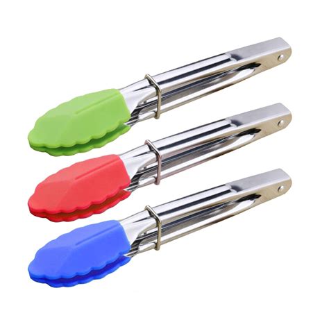 mini tongs  silicone tips   serving tongs set   green red blue walmartcom