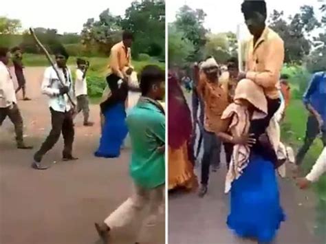 india woman thrashed forced to carry husband on her shoulder as