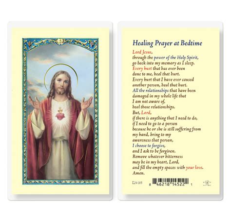 healing prayer  bedtime laminated holy card  pack buy religious