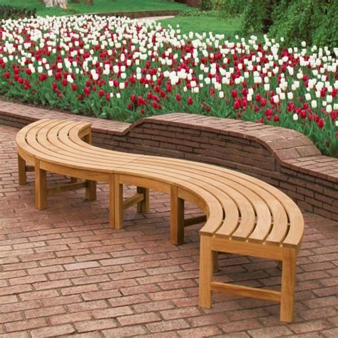 outdoor teak curved bench