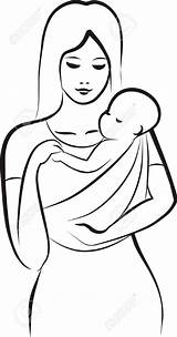 Mother Drawing Baby Child Carrying Mom Holding Clipart Sling Drawings Pencil Stock Sketches Woman Getdrawings Vector Simple Illustration Concept Color sketch template