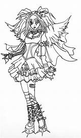 Coloring Pages Angel Gothic Dark Horror Girl Printable Chibi Fairy Adult Sci Fi Colouring Goth Deviantart Adults Color Sketch Angels sketch template