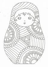 Matryoshka Coloring Coloriage Dolls Doll Template Pages Para Nesting Embroidery Russian Kokeshi Adult Imprimer Zentangle Dessin Colorier Kids Russe Russie sketch template