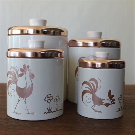 vintage canister set ransburg rooster copper canisters set