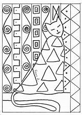 Klimt Gustav Coloriages Chats Visuels Plastiques Grundschule Arbeitsblatt Colorier Cp Peintre Royaume Hundertwasser Passionpatchwork Manière Feuilles Patchwork Aulas Chagall Adulte sketch template