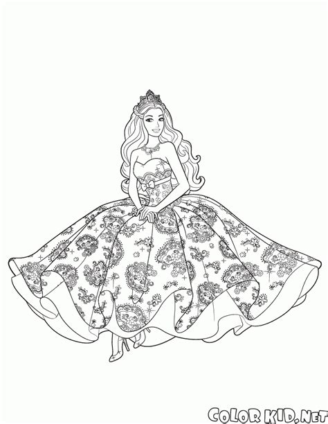 coloring page barbie   beautiful dress