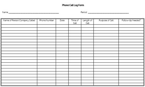 printable phone call log sheet