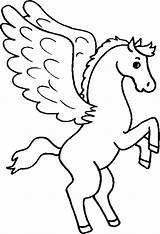 Pegasus Coloring Unicorn Drawing Wings Cute Pages Kids Color Paintingvalley sketch template