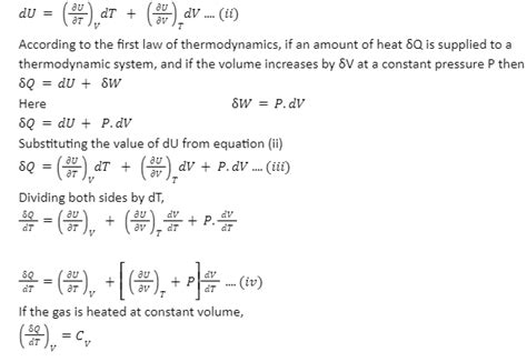 notes on formulas involved with the specific heat capacity of gases