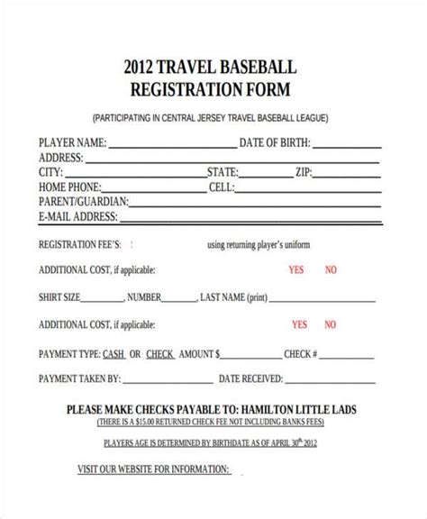 youth baseball waiver form template