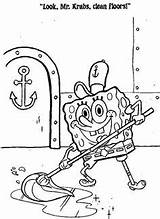 Coloring Pages Krusty Krab Spongebob Color Luna Mopping Floor sketch template