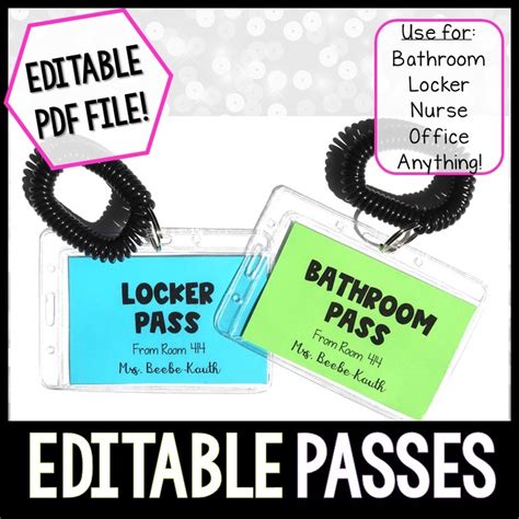 editable bathroom passes freebie  busy  beebe tpt