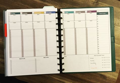 weekly vertical planner layout  afternoon hourly  home work
