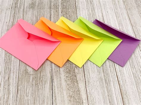 card envelopes bright color envelope mini assorted etsy