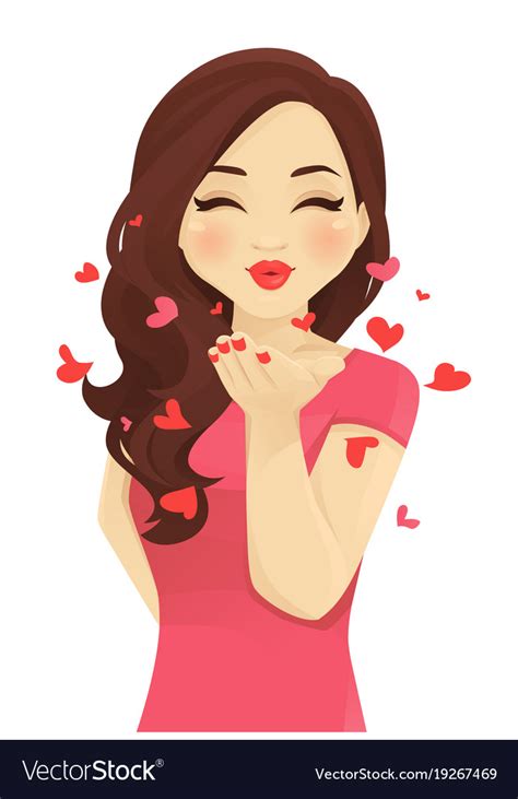 blowing kiss women royalty free vector image vectorstock