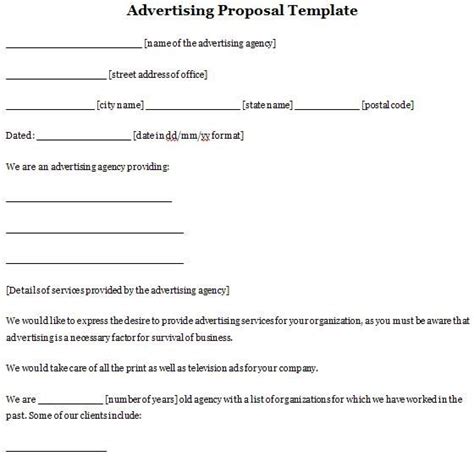 advertising proposal template business letter advertising services