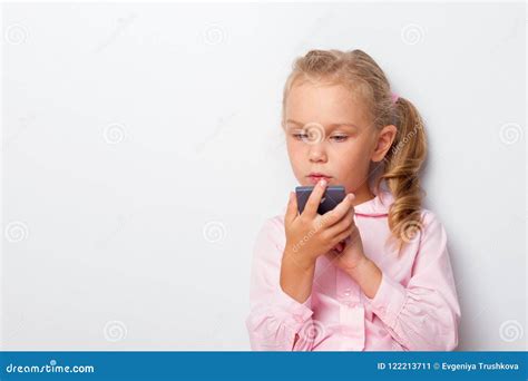 young girl counting  calculator stock image image  cash business