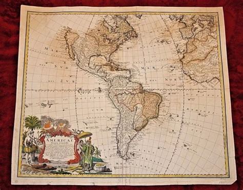 early hand colored map  america south america africa