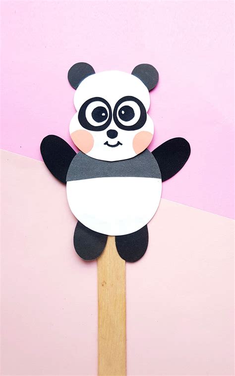 panda paper craft puppet template moms  crafters knotty
